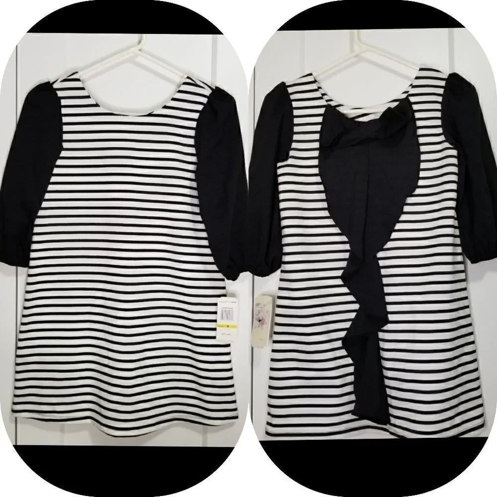 GB girls striped black and white dress